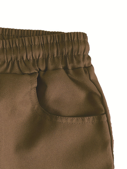 Men's Solid Color Multi-pocket Cargo Pants With Drawstrings, Casual Stylish Sports Trousers As Gift