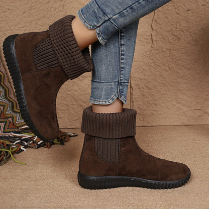 Women's Solid Color Short Boots, Fashion Slip On Ankle Boots, Women's Comfortable Boots