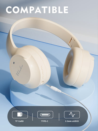 Retro Headphones Wireless Over-Ear Foldable Gaming Headset for Casual Running Video Calls Voice HIFI Earbuds