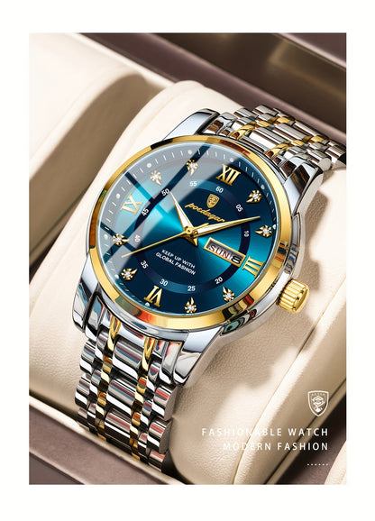 POEDAGAR Luxury Sport Wrist Watch for Man Luminous Date Men'S Watch Quartz Stainless Steel Men'S Watches, Ideal Choice for Gift, Suitable for Women