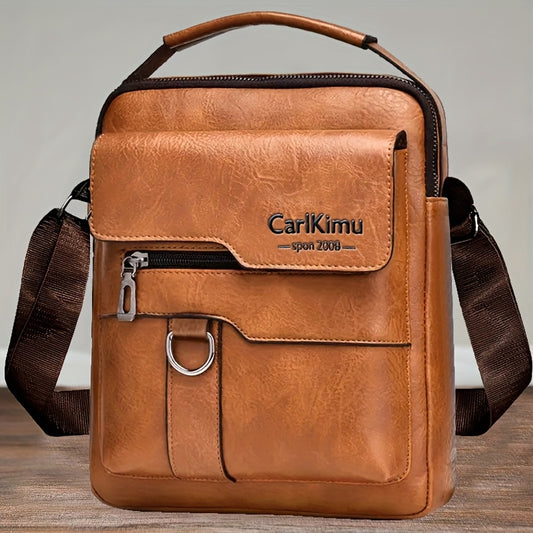 New Men's crossbody bag, single-shoulder bag, casual and fashionable, simple and trendy handbag for going out [Zipper direction random]