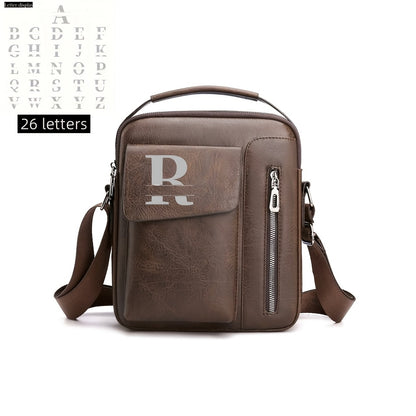 Personalized 26-Letter Men's Shoulder Bag DIY Casual Business Crossbody Vertical Handbag Christmas Father's Day Valentine's Day Thanksgiving Gift