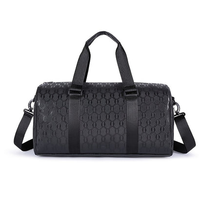 Unisex Hexagon Pattern Gym Duffel Bag - Large Capacity Fitness Travel Bag with Adjustable Shoulder Straps, Durable, Black for Yoga, Overnight Trips & Sports, Travel Luggage | Modern Fitness Bag | Sturdy Handles, Gym Accessori