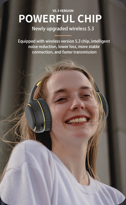 Ultra-large Capacity 400 MAh Wireless Headphones With Ambient Lighting, HIFI Sound Effects, Music All Day Long, 5.3 Chip, Low Latency, High-quality Headphones, Suitable For Travel, Business, Music, Gifts, Work, Phone Calls