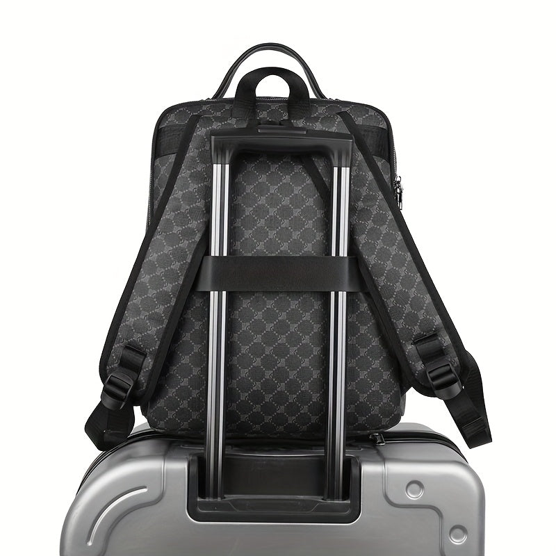 Men's Business Casual Commuter Backpack - Multi-Pocket Convertible Shoulder Bag with Suitcase Attachment, Sleek Minimalist Design for Work Travel & Daily Use, Travel Bag