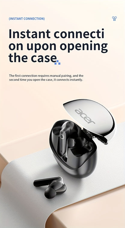 ACER HiFi բարձր թույլտվությամբ ստերեո ձայնային TWS անլար ականջակալներ՝ զանգերի աղմուկի չեղարկմամբ, երկար սպասման ժամանակ, երկմիջուկ 5.4 անլար չիպ, HIFI կարգի ստերեո ձայն, թեթև հպումային դիզայն, նորաձև դիզայն, հարմարավետ