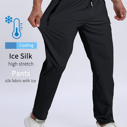 Men's sports trousers that absorb moisture and sweat, keep you dry and breathable, with pockets and drawstrings, zipper details, soft and comfortable soft-touch Men's jogging pants, lightweight and durable sports trousers, cl