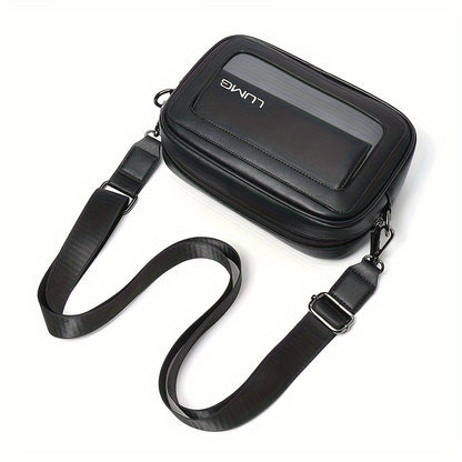 LUMG Fashion Faux Leather Crossbody Bag, Small Square Sling Shoulder Bag, Casual Messenger Chest Pack, Ideal for Valentine's Day Gift, Adult Birthday Present, Daily Commute - Adjustable Strap - Black