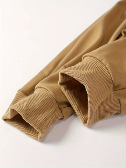 1set Men'S Casual Sports Suit, Polyester Hooded Sweatshirt and Jogger Pants Set, Solid Color, Elastic Waist, Cuffed Ankles, Knit Pullover with Pockets, Regular Fit for Outdoor Running and Jogging - Spring/Autumn Collection