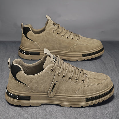 Men'S All-Season Low Top Sneakers, Solid Color, Non-Slip Durable Sports Casual Shoes, Breathable Fabric Lining, Round Toe, Lace-Up Closure, Faux Upper, PVC Sole, Cloth Insole - Versatile for Casual & Sports Use