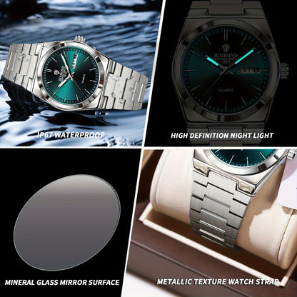 BINBOND Luxury Watch for Woman Ladies Elegant Quartz Watch Luminous Date Week Stainless Steel Women's Watches Clock