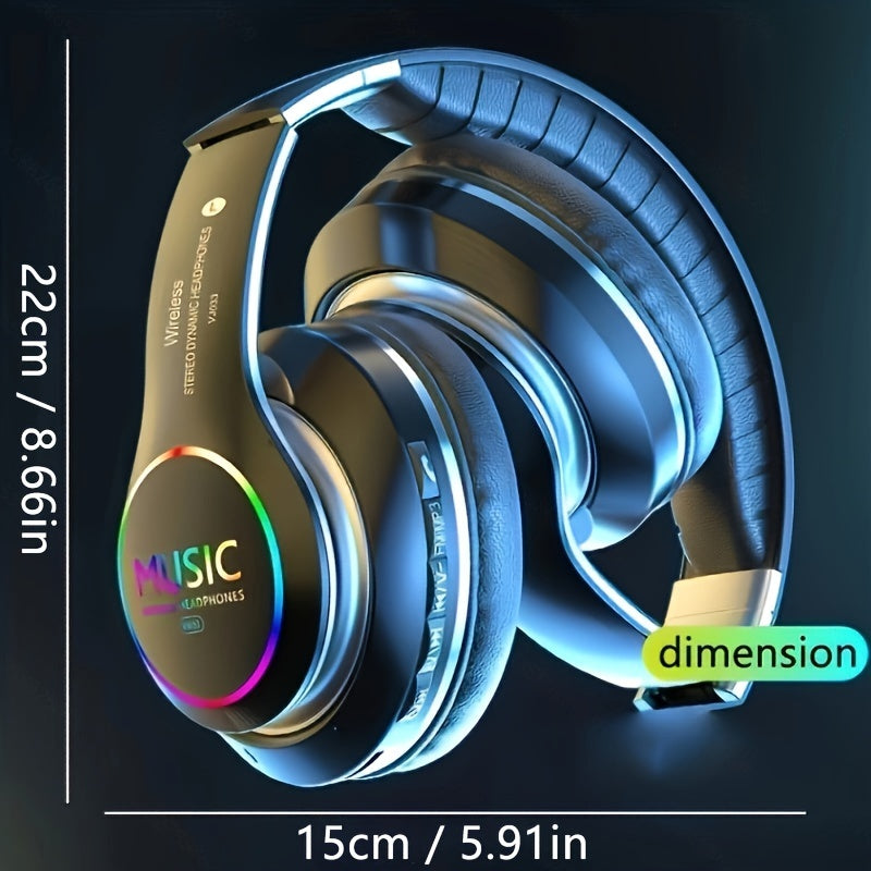 Upgraded Wireless Headphones with Deep Bass, Built-in Mic, Lightweight Foldable Design, 3.5mm Audio Jack, Stereo Sound for Travel, Work, Laptops, and Mobile Devices - iOS Gaming Headset, Ideal Christmas Gift, Headphone Hearin