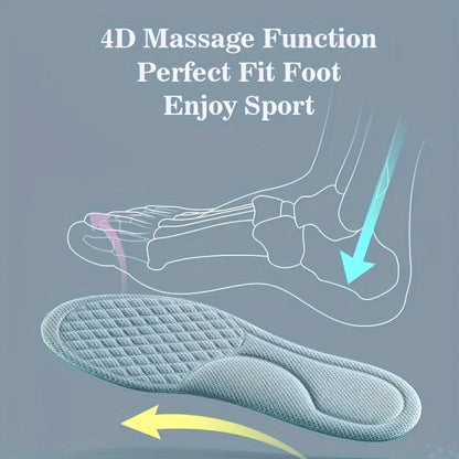 1 Pair Unisex 5D Diamond Massage Insoles - Quick-Sweat Memory Foam Comfort Shoe Inserts for All-Day Support, Relieves Foot Pressure & Improves Circulation, Fits Various Shoes, Foot Massager