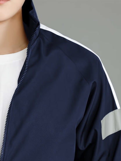 Spring and Autumn Men's Sports Suit, Two-piece Set of Top and Pants, Colorful Collar Long Sleeve