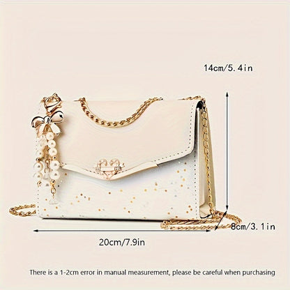 Fashionable New Women'S Shoulder Bag. This One Is a Crossbody Bag with Six Color Options to Choose From. It Is Fashionable Bohemian Beige PU Crossbody Bag with Tassel Charm - City Style Flip-Top Shoulder Bag with Metal Chain