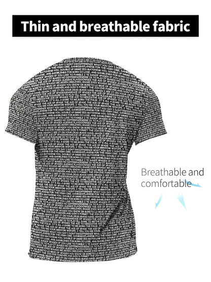 Lucky T-Shirt Men's Classic Geometric Long Sleeve T-Shirt - Tear-resistant, high-stretch, knitted fabric - Suitable for sports, training, yoga, running, hiking and casual wear