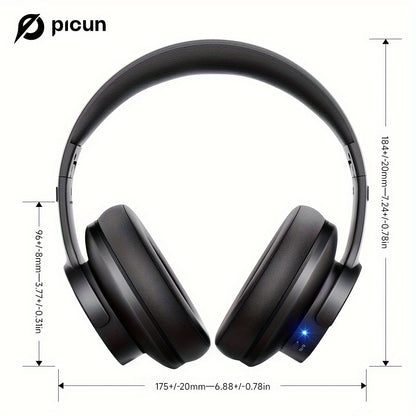 Picun B8 Wireless Gaming Headphones with 120H Playtime, 3 EQ Customization & Game Mode, Noise Isolation, Foldable Over-Ear Design, Wireless, USB-C Charging, Built-in Mic for PC/Laptop/Phone/Travel (Black), Wireless Gaming Hea