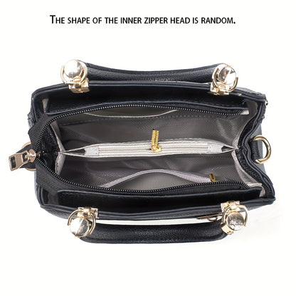 A Stylish And Versatile Women'S Bag with a Large Capacity, Featuring a Minimalist Trendy Design And a Textured Lychee Pattern, Suitable for Shoulder, Crossbody, Or Hand Carry.