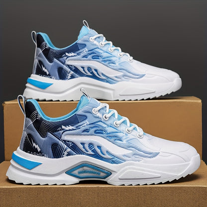 Men's Sneakers - Lightweight Cushioned Platform Sneakers with Lace-Up Closure, Non-Slip PVC Sole - Breathable Gym, Running, Casual Shoes in Grey/Black colorway - for Everyday & Light Hiking, Gym Shoes