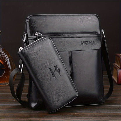 2pcs/set Men's Simple Business Shoulder Bag Crossbody Bag Portable Zipper Clutch Bag Gift For Men Father's Day Gift