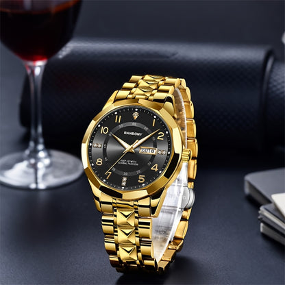1 New BANBONY Brand Unisex Stainless Steel Quartz Watch with HD Scratch-Resistant Rhinestone-Embellished Simple Digital Round Dial, Luminous Display Date Calendar Battery-Powered Multifunctional Fully Automatic Wristwatch for