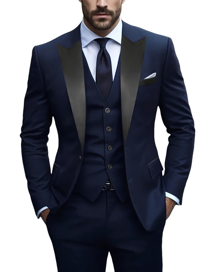Men'S 2pcs Suit Coat And Pants Set, Suitable for Weddings, Business And Formal Occasions, Men'S Classic Suit, Men'S Elegant Suit, Men'S Casual Suit, Plain Suit, Wedding Party, Back-To-School Dance Suit