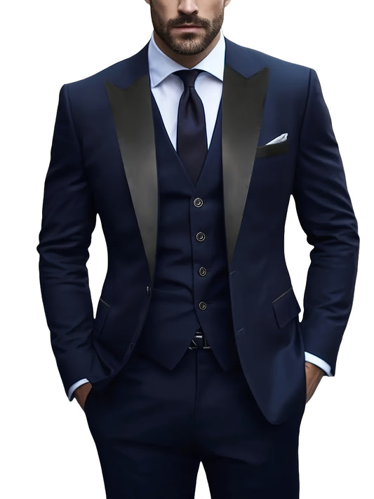Men'S 2pcs Suit Coat And Pants Set, Suitable for Weddings, Business And Formal Occasions, Men'S Classic Suit, Men'S Elegant Suit, Men'S Casual Suit, Plain Suit, Wedding Party, Back-To-School Dance Suit