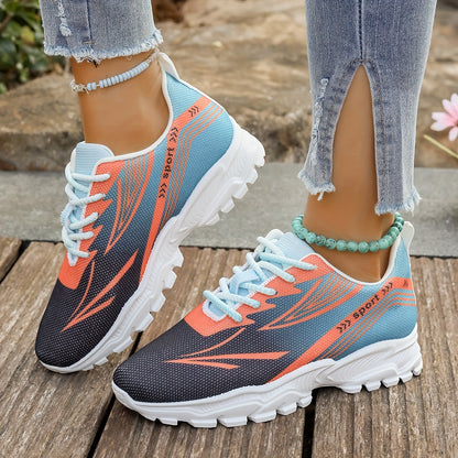 Women'S Breathable Lightweight Walking Shoes - Neon Green & Black Striped Design, Lace-Up Sneakers with EVA Cushioned Sole for All-Season Comfort, Casual Outdoor Footwear, Ladies Sneakers, Modern Striped Design, Synthetic Fau