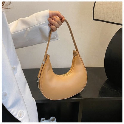 1pc Trendy Crescent Moon Shoulder Bag for Women - Large Capacity, Casual Underarm Purse in Black/Brown/White/Beige, with Polyester Lining, Zip Closure, Perfect for Commuting & Everyday Use, Crossbody Purse, Minimalist Handbag