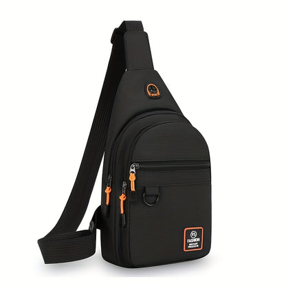 Stylish Men's chest bag with lightweight canvas material, available in black, gray, and blue. Fashionable casual waist pack for outdoor sports, perfect as a gift for men