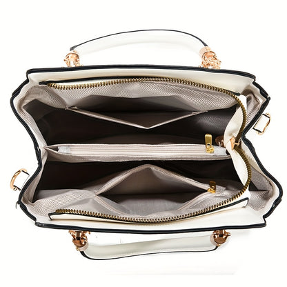Women's Elegant Convertible Handbag - Large Capacity Purse with Detachable Strap, Golden-Tone Hardware, Zipper Closure - Everyday & Formal Bag for Women - Gift for Her (INCK KMCRK), Ladies Handbags, Travel Tote, Chic Accessor