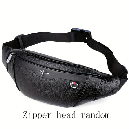 Men's Synthetic Leather Crossbody Bag - Adjustable Strap, Multiple Compartments, Lightweight Waist Pack for Hiking, Cycling & Daily Commute, Black, Cycling Bag | Modern Crossbody Bag | Adjustable Strap Bag