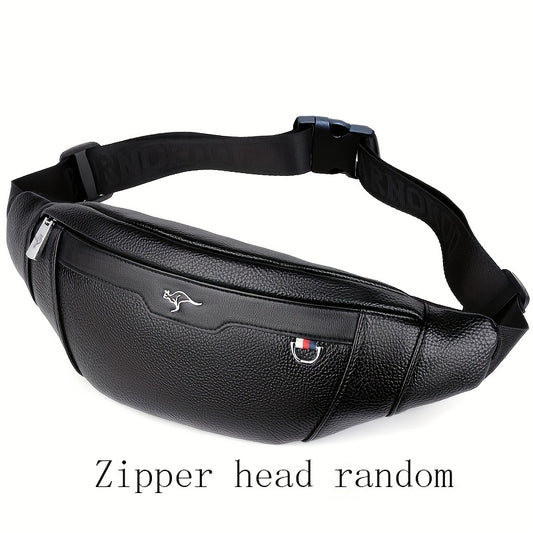 Men's Synthetic Leather Crossbody Bag - Adjustable Strap, Multiple Compartments, Lightweight Waist Pack for Hiking, Cycling & Daily Commute, Black, Cycling Bag | Modern Crossbody Bag | Adjustable Strap Bag