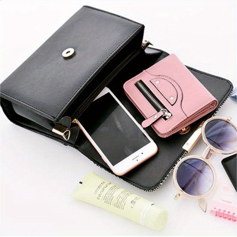 Trendy Plaid Pattern Handbags, Snap Button Crossbody Bag, Women's Top Handle Flap Purses For Everyday