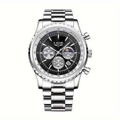 LIGE Top Brand Luxury New Quartz Watch for Women, Luminous Fashion Timepiece for Ladies, Date Chronograph Sports Wristwatch, Men'S Watch