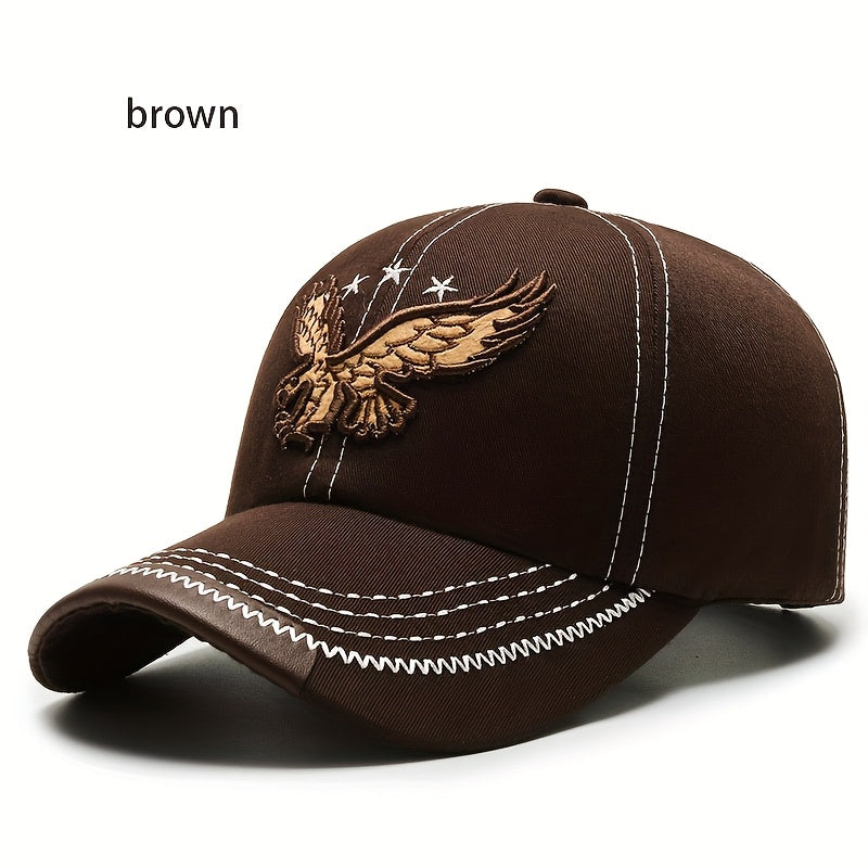 1pc Navy Blue Eagle Embroidered Baseball Cap for Men & Women - Stylish Unisex All-Season Hat with White Stitching, High-Quality Casual Sportswear Accessory, Outdoor Headwear, Trendy Headwear, Sturdy Construction, Sports Fans
