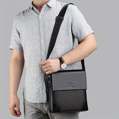 Men'S Stylish Casual Shoulder Crossbody Bag, Small Faux Leather Satchel.