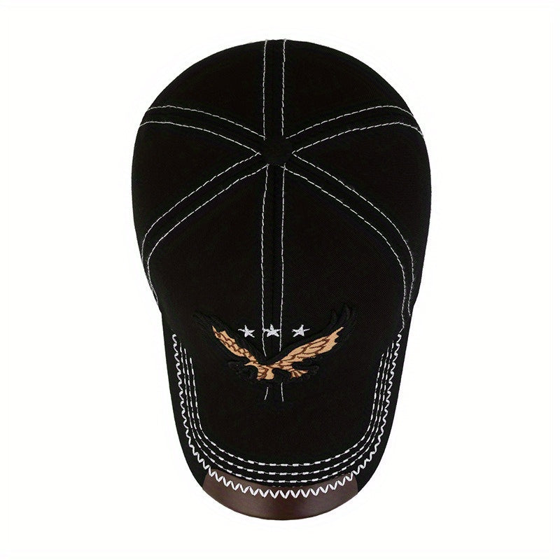 2pcs Eagle Style Fashion Trendy Baseball Cap Sports Cap Suitable for Outdoor Sports Gift for Friends Family - Acrylic Fabric, Square Gram Weight 100g/㎡