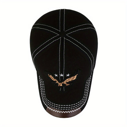 2pcs Eagle Style Fashion Trendy Baseball Cap Sports Cap Suitable for Outdoor Sports Gift for Friends Family - Acrylic Fabric, Square Gram Weight 100g/㎡