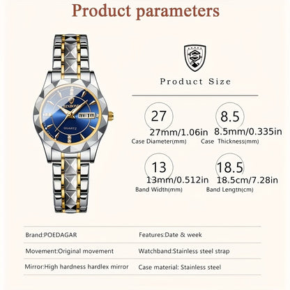 Women's Casual Luxury Simple Luminous Calendar Quartz Watch