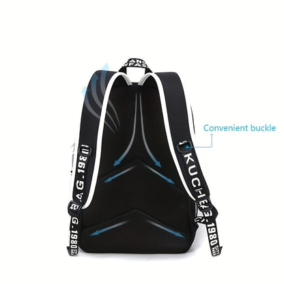 New casual Men's backpack set, large capacity to store 15.6-inch laptops, night fluorescent backpack, three piece travel dual-use backpack