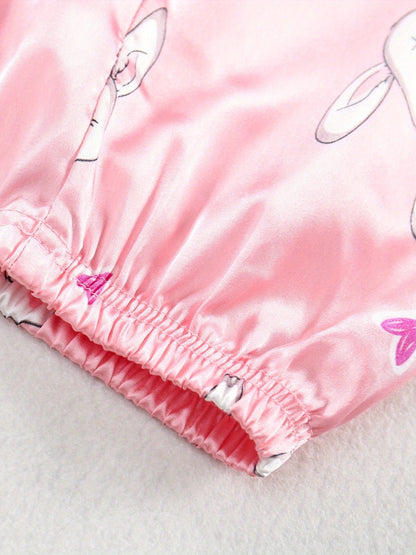 Children's Spring/Summer Cartoon Pink Rabbit Fashion Long Sleeve Suit