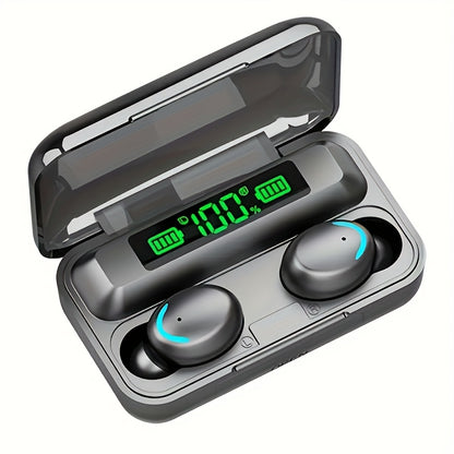 High-Fidelity Stereo Wireless Earphones, In-Ear Headphones with Touch Control and Noise Reduction for Voice Calls, USB Charging, Lithium Battery of 800mA, Long-Life Sports Gaming Headphones with Display
