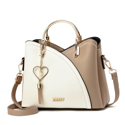 Elegant Light Blue & Pink Handbag with Golden-Tone Hardware, Heart Pendant Charm, And Detachable Shoulder Strap - Perfect Gift for Mom Or Family, Stylish Women'S Clutch Bag, Cute Purse