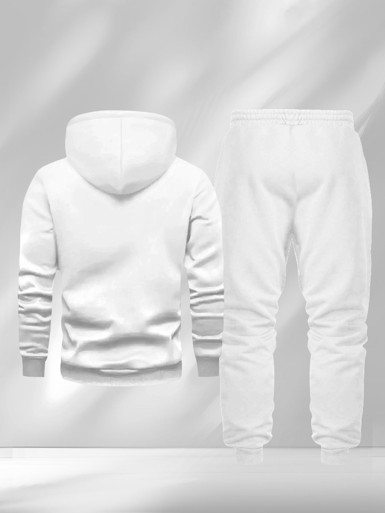 New Autumn and Winter Men's Fleece-Lined Hooded Sweatshirt Set with Print, Long-Sleeve Hoodie and Drawstring Pants for Couples