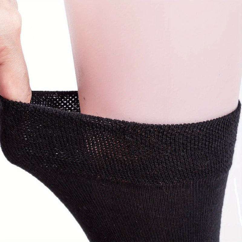 10 Pairs Men's Classic Dress Socks - Lightweight Breathable Office Business Casual Crew Socks, Solid Black, Machine Washable Comfort Fit, Smooth Texture