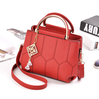 2025 New Women's Geometric Hexagon Pattern Crossbody Bag with Adjustable Strap & Golden-Tone Hardware - Zipper Closure, Polyester Lining, Multiple Colors (Khaki/Dark Gray/White/Pink/Red/Black) - Versatile for Casual & Formal