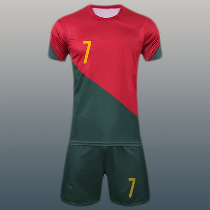2022 Customizable Name and Number Portugal Jersey - Ronaldo Fan Edition Replica, 100% Polyester Quick-Dry Fabric with Breathable Mesh Design, Ideal for Watching Matches/Daily Wear/Fan Gatherings/Sports & Fitness, Perfect for