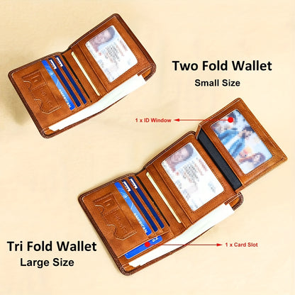 1pc CIEPHIA Vintage Genuine Leather RFID Blocking Wallet for Men - Slim, Multi-Functional ID & Credit Card Holder, Deep Brown with Embossed Logo, Ideal Gift for Valentine's Day