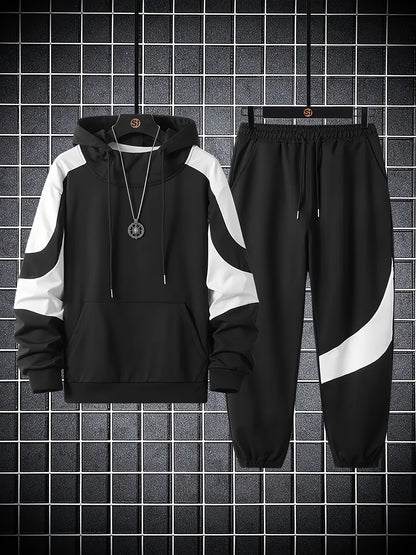 Men's Hooded Sweatshirt Set - 2024 New Autumn Casual Sporty Long Sleeve Outfit for Men